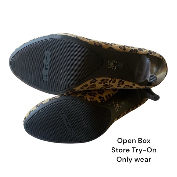 LIZ CLAIBORNE Leather/Suede Leopard Animal Print Wooden Heel 3.5” NWOT Brown Bl… - Picture 4 of 11